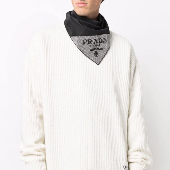 Prada Crystal logo embellished scarf - Picture 2 of 2